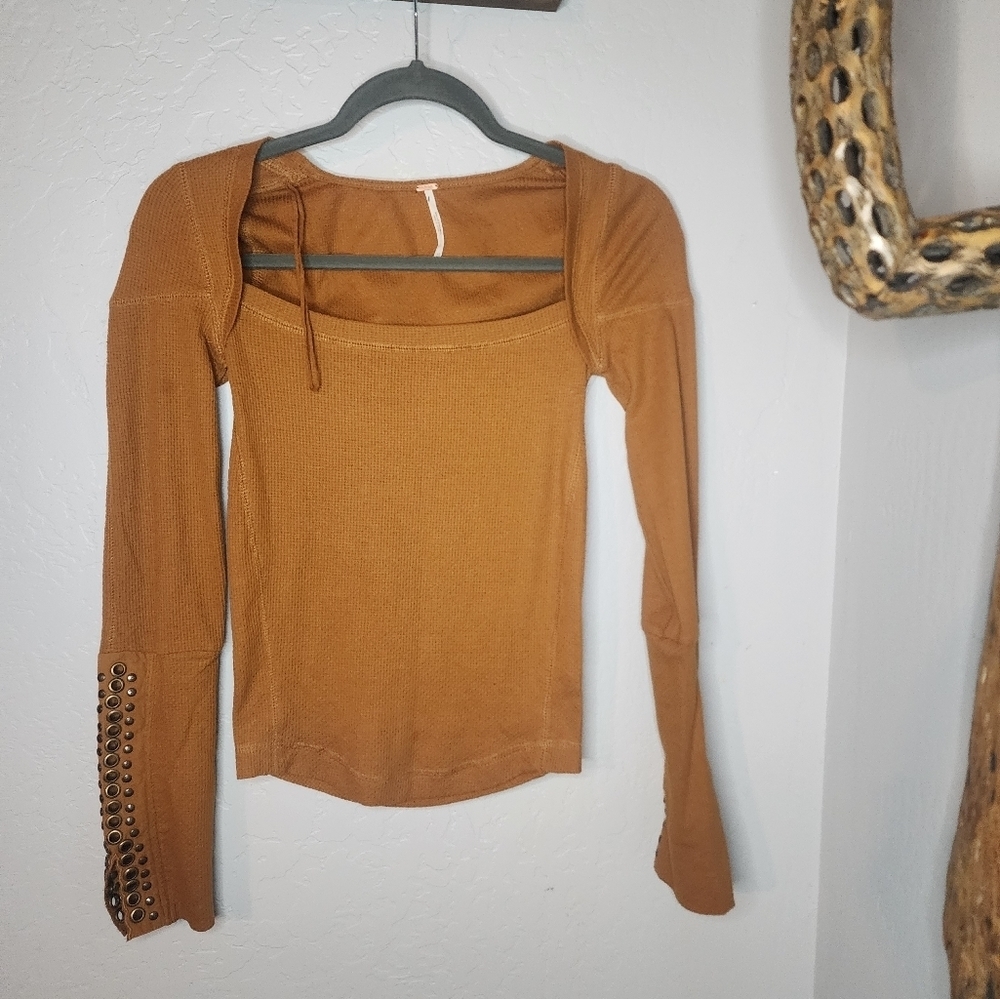 NWOT Free People Amber Little Unruly Waffle Knit Long Sleeve Size XS - Picture 5 of 9